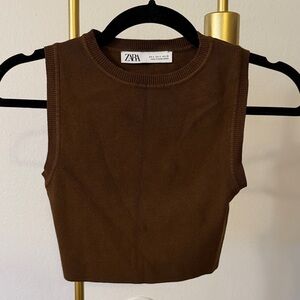 Zara Women's Chocolate Brown Crop Top
